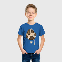 Футболка хлопковая детская Лапа собаки акварелью, цвет: синий — фото 2