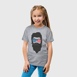 Футболка хлопковая детская Американец с усами и бородой, цвет: меланж — фото 2