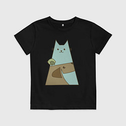 Футболка хлопковая детская Собачка птичка кошечка, цвет: черный