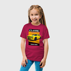 Футболка хлопковая детская Спорткар Chevrolet Camaro, цвет: маджента — фото 2
