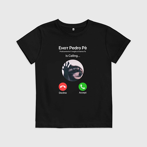 Детская футболка Енот pedro is calling / Черный – фото 1