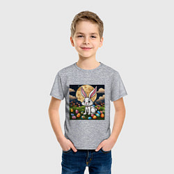 Футболка хлопковая детская Пасха при луне, цвет: меланж — фото 2