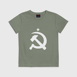 Футболка хлопковая детская Белый серп и молот, цвет: авокадо