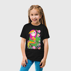 Футболка хлопковая детская Матрешка и Петушок золотой гребешок, цвет: черный — фото 2