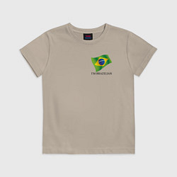 Футболка хлопковая детская Im Brazilian - motto, цвет: миндальный