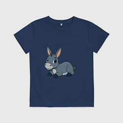 Футболка хлопковая детская Милый ослик, цвет: тёмно-синий