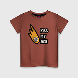 Футболка хлопковая детская Kiss my ace volleyball, цвет: кирпичный