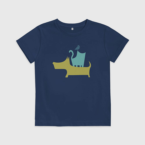 Детская футболка Bird dog cat / Тёмно-синий – фото 1
