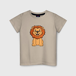 Футболка хлопковая детская Весёлый лев, цвет: миндальный