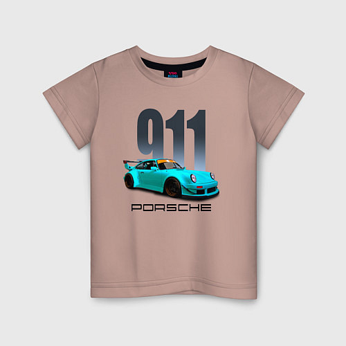 Детская футболка Cпортивный автомобиль Porsche / Пыльно-розовый – фото 1