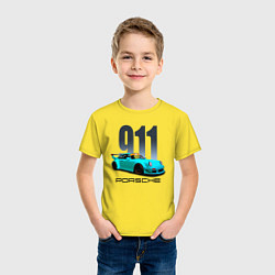 Футболка хлопковая детская Cпортивный автомобиль Porsche, цвет: желтый — фото 2