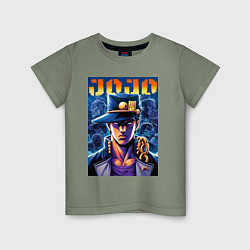 Футболка хлопковая детская Jojo - Jotaro Kujo ai art, цвет: авокадо