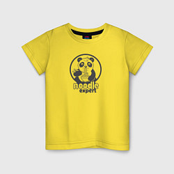Футболка хлопковая детская Милая панда ест лапшу, цвет: желтый