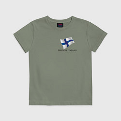 Футболка хлопковая детская Im from Finland - motto, цвет: авокадо