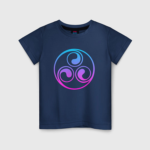 Детская футболка Лиловый круглый трискелион / Тёмно-синий – фото 1