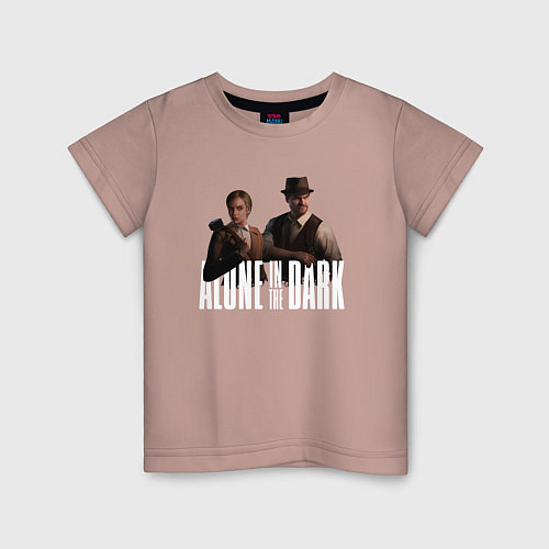 Детская футболка Alone in the dark - Emily and Edward / Пыльно-розовый – фото 1