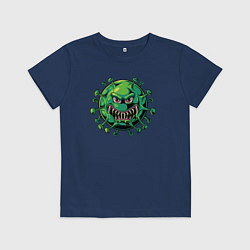 Футболка хлопковая детская Злой вирус, цвет: тёмно-синий