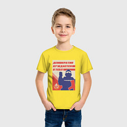 Футболка хлопковая детская Helldivers 2: Демократия нуждается в тебе, цвет: желтый — фото 2