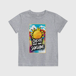 Футболка хлопковая детская Create your own sunshine, цвет: меланж