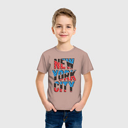 Футболка хлопковая детская Америка Нью-Йорк, цвет: пыльно-розовый — фото 2