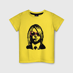 Футболка хлопковая детская Kurt Cobain Nirvana portrait, цвет: желтый