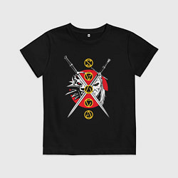 Футболка хлопковая детская Wolf samurai, цвет: черный