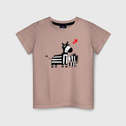 Футболка хлопковая детская Zebra love, цвет: пыльно-розовый
