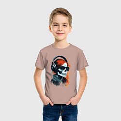 Футболка хлопковая детская Grunge redhead girl skull, цвет: пыльно-розовый — фото 2