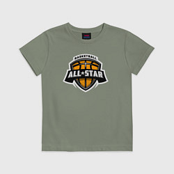 Футболка хлопковая детская All-star basket, цвет: авокадо