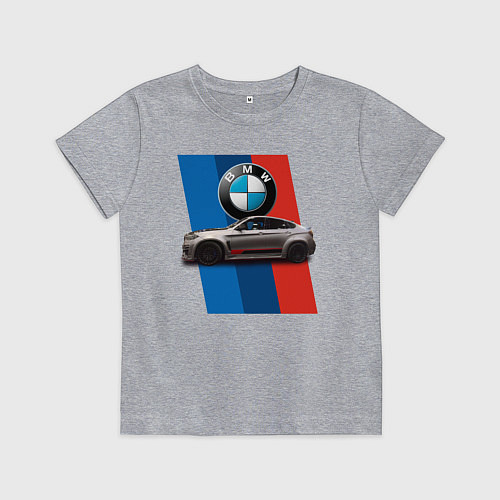 Детская футболка Кроссовер BMW X6 M / Меланж – фото 1