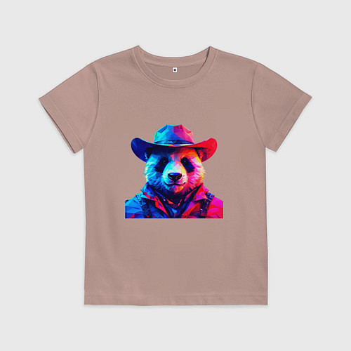 Детская футболка Панда ковбой / Пыльно-розовый – фото 1