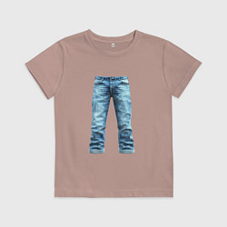 Футболка хлопковая детская Джинсы штаны jeans, цвет: пыльно-розовый