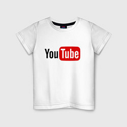 Футболка хлопковая детская You tube logo, цвет: белый