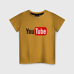 Футболка хлопковая детская You tube logo, цвет: горчичный