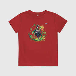 Футболка хлопковая детская Тигнари из Геншин Импакт, цвет: красный