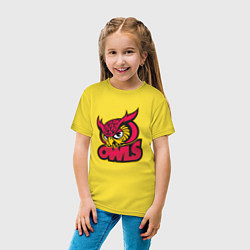 Футболка хлопковая детская Team owls, цвет: желтый — фото 2