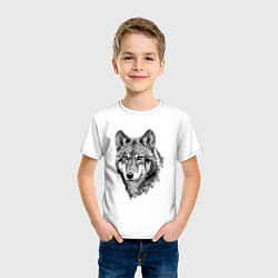 Футболка хлопковая детская Волк, цвет: белый — фото 2