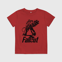 Футболка хлопковая детская Фоллаут - силовая броня, цвет: красный