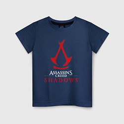 Футболка хлопковая детская Assassins creed shadows logo, цвет: тёмно-синий