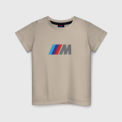 Футболка хлопковая детская BMW logo sport, цвет: миндальный