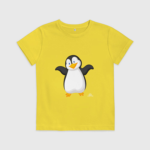 Детская футболка Веселый пингвин красивый / Желтый – фото 1