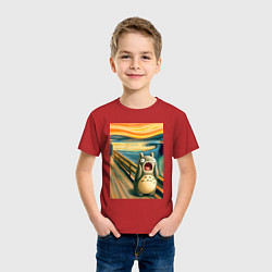 Футболка хлопковая детская Тоторо кричит - мем нейросеть, цвет: красный — фото 2