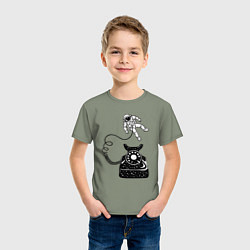 Футболка хлопковая детская Космический телефон, цвет: авокадо — фото 2