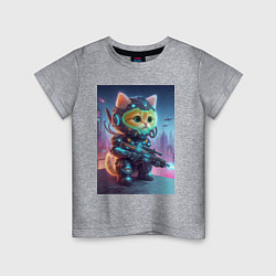 Футболка хлопковая детская Cool kitten - special cyberforces, цвет: меланж
