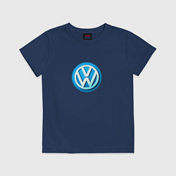 Футболка хлопковая детская Volkswagen logo blue, цвет: тёмно-синий