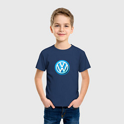 Футболка хлопковая детская Volkswagen logo blue, цвет: тёмно-синий — фото 2