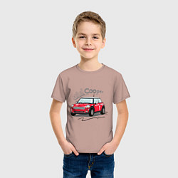 Футболка хлопковая детская Mini Cooper, цвет: пыльно-розовый — фото 2
