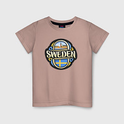 Футболка хлопковая детская Моя Швеция, цвет: пыльно-розовый
