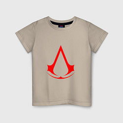 Футболка хлопковая детская Red logo of assassins, цвет: миндальный