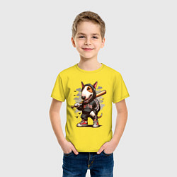 Футболка хлопковая детская Bully with a baseball bat - ai art fantasy, цвет: желтый — фото 2